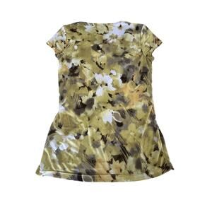 AK Anne Klein Colorful Abstract Floral Print Layered Look Knit Top Size Small